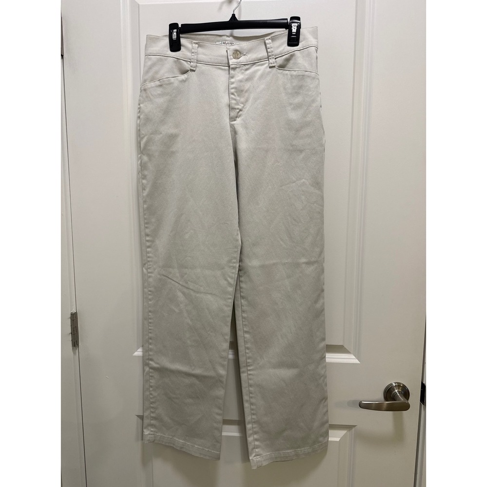 Lee Relaxed Fit At The Waist Beige Straight Leg Pants Womens 10 Medium 4601270